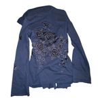 Lucky Brand Vintage  Blue Cardigan with Floral Embroidery Photo 2