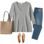 J Jill Gray Silk Wool Blend Oversized V Neck Tunic Sweater Women’s M in EUC Size M Photo 1