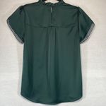 J.Crew  Tulip Sleeve Ruffleneck Blouse Lace Silky Shine Festive Green Size XXS Photo 5