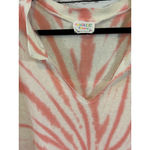Fantastic Fawn Women's Long Sleeve Tee L Off-White Coral Tie-Dye Photo 6