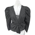 ZARA  Women's Black Puff Sleeve Surplice V-Neck Bow Peplum Blouse Top Size XS Photo 0