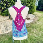 Free People Mosaic Tank Top Contrasting Cut Out Flower Racer Back A-Line Medium Photo 2