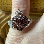 Natural Red Garnet Sterling Silver Claddagh Ring Size 5 Photo 0