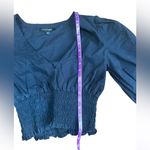 Intermix  Scarlet Puff Sleeve Poplin Top Black Dress 3/4 sleeve size medium Photo 6