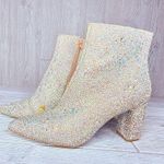 Betsey Johnson cady rhinstone embellished ankle boots booties silver pointed toe boots 8.5 Photo 6