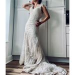 Maggie Sotero Ivory Lace Overlay Wedding Dress Cap Sleeve V Photo 1
