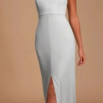 Lulus Story of a Starry Night Grey Backless Lace Maxi Dress NWT Size small Photo 0