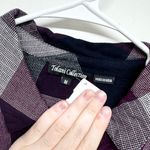 Tolani Collection Women Purple Plaid Button Down Tunic W/ Print Back Medium Photo 3