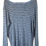 Michael Stars Blue Striped Cotton Blend Long Sleeve Blouse Women Sz OS Photo 1