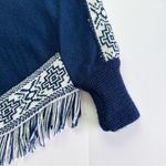 NEW Boutique Navy Blue Alpaca Wool Fringe Sweater Poncho Size undefined Photo 4