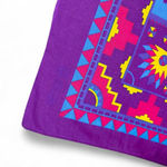 Vintage 90’s Purple Colorful Tribal Western Cowboy Square Handkerchief Scarf Photo 3