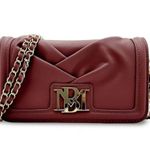Badgley Mischka NWT Pleated Wine Crossbody Bag Snap Flap Gold Hardware Photo 0