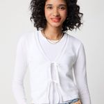 J.Crew Tie Front Cardigan Sweater in White, Size Large Photo 0