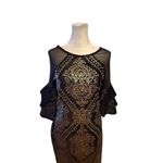 Venus Women's Black Sequin Puff Sleeve Dress Size S Party Cocktail Witchy Goth Photo 2
