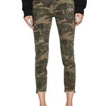 ZARA  Camo Jeans Skinny High Rise Distressed Size 40 / US 8 Green Ankle Raw Hem Photo 0