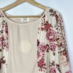 Umgee  Cream Blush Thermal Floral Long Sleeve Blouse S Photo 2