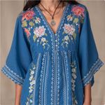 Johnny Was Nalina Kimono Blue Dress Floral Embroidered Extra Small XS Photo 4