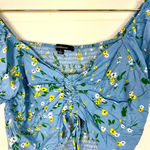 Ambiance Apparel 🆕  Blue Floral Center Synch Crop Top Photo 3