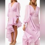 Elliatt NEW  Louise high low belted Ruffle lilac Gown Sz L Photo 2