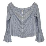 Free People Free People March To The Beat Top Medium Off the Shoulder Striped Bell Sleeves Photo 3