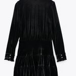 ZARA Black Velvet Mini Ruffle Mini Flare Dress Photo 4