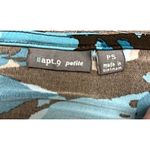 Apt. 9  Turquoise Brown Midi Dress PS Floral Print Flutter Sleeve Stretch Artsy Photo 2