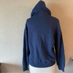 Sandro  Paris Hooded Sweatshirt With Velvet Insert In Blue Size Small Photo 4