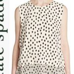 Kate Spade Silk Black Creamy White Sleeveless Blouse S Photo 3