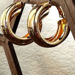 Gold tone double hoop earrings Photo 3