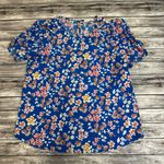 Pleione Women's Floral Blouse Top Shirt Blue S SM Small Short Puff Sleeve Light Photo 13