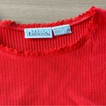 Vintage Ribbed T Shirt Crochet Detail Basic Editions Sz M Red 100% Cotton Indie Size M Photo 8