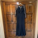JJ's House JJ’s House Dark Navy Evening Gown Size 8 Beaded Sleeve Floor Length Formal Dress Photo 2
