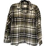 American Eagle  Oversized Fit Plaid Flannel Button Down Shirt Womens Medium Green Photo 0