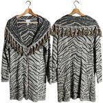 Soft Surroundings Zebra Print Fringe Knit Cardigan Sweater Women's Medium Shawl Photo 1