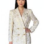 Escada Womens Cream Gold Brocade Blazer Double Breasted Size 40 (oversized) Photo 0