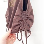 Motel ‎ Cowgirl Chocolate Brown Rhinestone Tank Top Drawstring Western Size S Photo 5