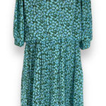 Vintage Blouson Dress Blue Roses Floral Pleated Skirt Women Plus Size Retro 90s Photo 0