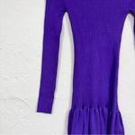 ZARA Purple Long Sleeve Peplum Sweater Dress Womens S Casual Modest Ribbed Knit Photo 4