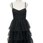 Lulus  Rule The Runway Black Mesh Tulle Bustier Tiered Maxi Dress M Formal Party Photo 12