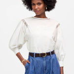 Madewell NWT Embroidered Poplin Balloon-Sleeve Top In White Size XS Photo 0