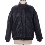 Sea NY Oversized Vegan Leather Quilted Bomber Jacket Size M Black Size M Photo 2