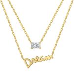 18k Gold Plated 925 Sterling Silver Double Dual Necklace Double Pendants Dream Dainty Minimalist Elegant Photo 0
