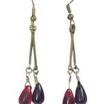 Coldwater Creek Necklace Earring Set Beaded Hot Pink Purple Gold 18/20” Length Photo 3