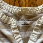 Croft & Barrow  Striped Sleeveless Henley Top | Tan White Large Photo 5