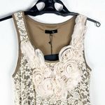 Ryu Brown Cream Crochet Tiered Lace Floral Sleeveless Lined Dress, Size Medium Photo 13