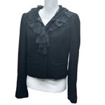 Ann Taylor Black Wool Blend Cropped Blazer With Lace & Ruffles Size 8 Photo 1