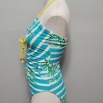 One Piece Lime Ricki palm tree print halter swimsuit size small Photo 3