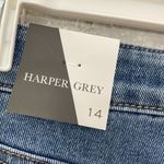 Versona Harper Grey Blue Jean Shorts with Flower Embroidered Accents Photo 2