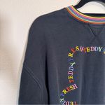 Teddy Fresh  Black Rainbow Crew Neck Sweatshirt Womens S Embroidered Cozy Fall Photo 2