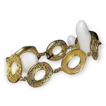 Melinda Maria  Gold Plated Circle Link Emerald Green Pave Crystal Toggle Bracelet Photo 6